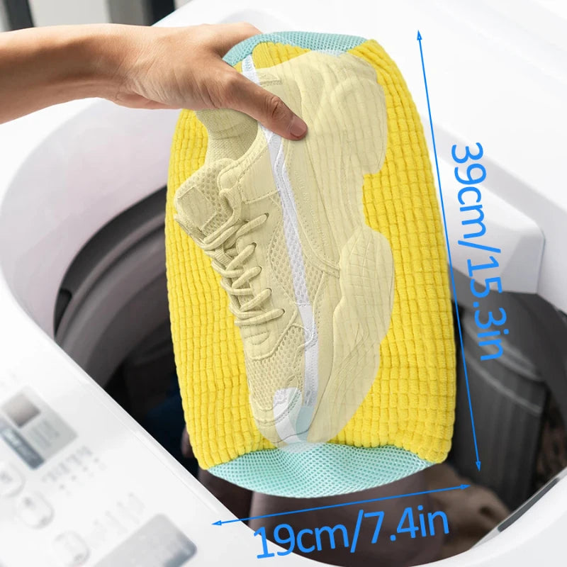 Shoe Washing Bag Zippers Closure Shoes Cleaning Bag Padded Net Shoe Laundry Fluffy Fibers Sneaker Washing Machine Laundry Bags