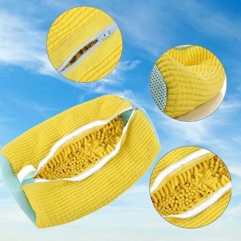 Shoe Washing Bag Zippers Closure Shoes Cleaning Bag Padded Net Shoe Laundry Fluffy Fibers Sneaker Washing Machine Laundry Bags