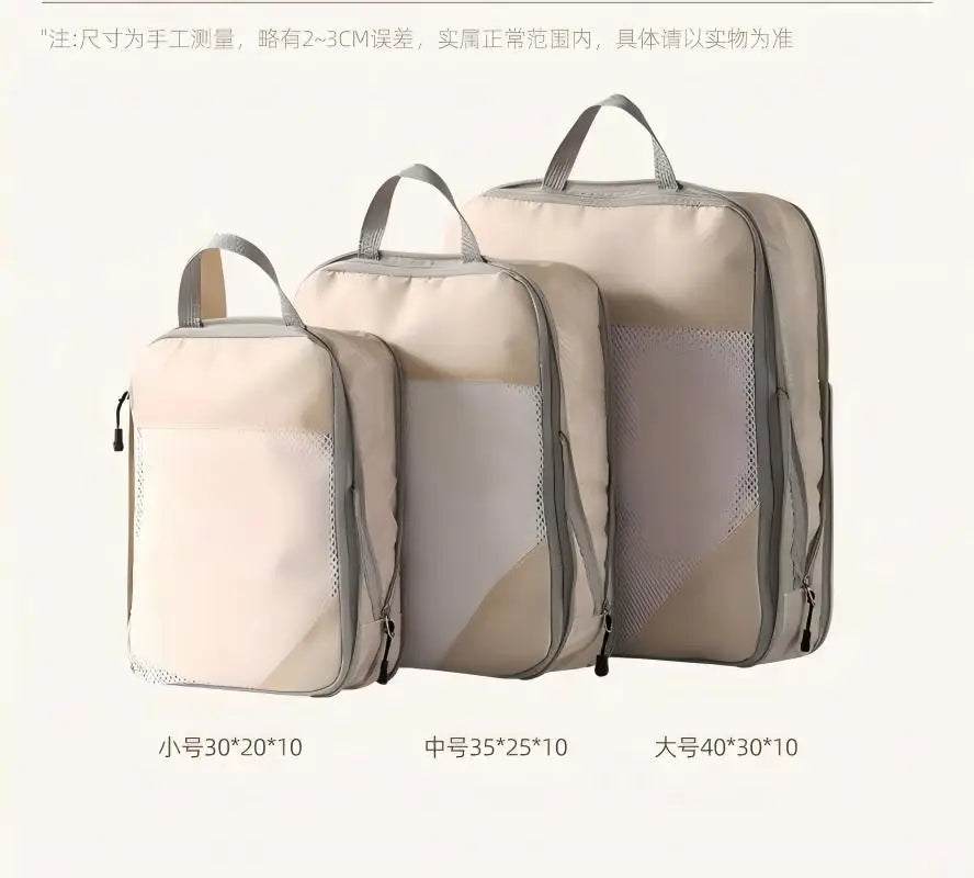 3-Piece Travel Compression Packing Cube, Travel Bag Luggage Organizer Travel Essentials Carry-On Luggage