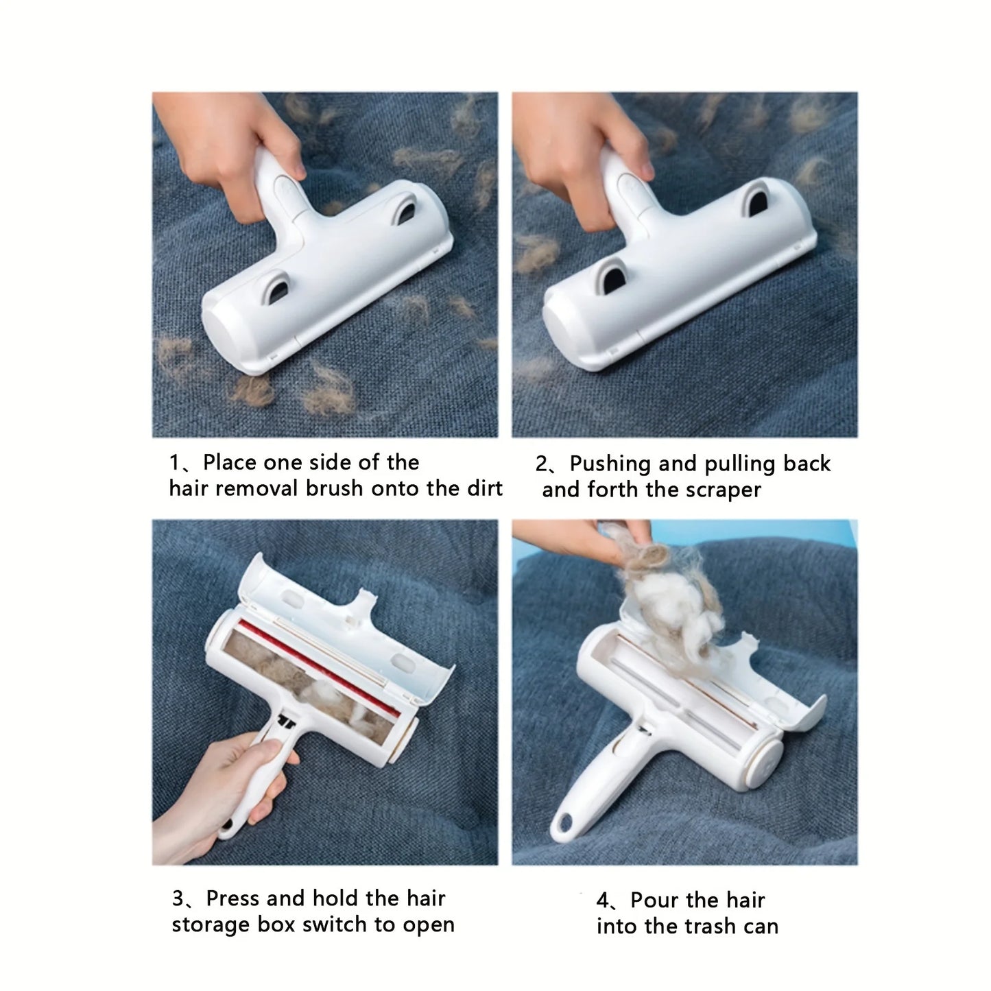 Reusable Pet Hair Remover Roller with Self-Cleaning Base - Upgraded Animal Fur Removal Tool for Couch, Furniture, Carpet, Car Se