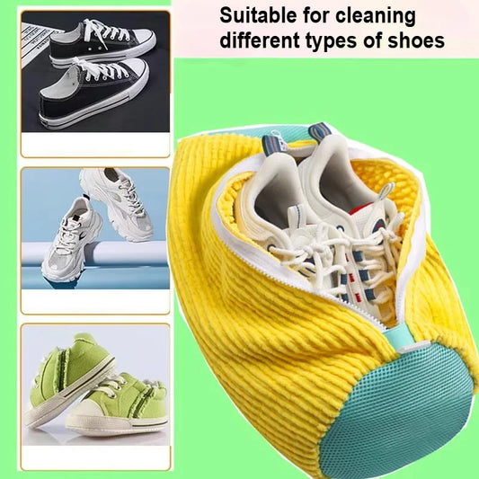 Shoe Washing Bag Zippers Closure Shoes Cleaning Bag Padded Net Shoe Laundry Fluffy Fibers Sneaker Washing Machine Laundry Bags