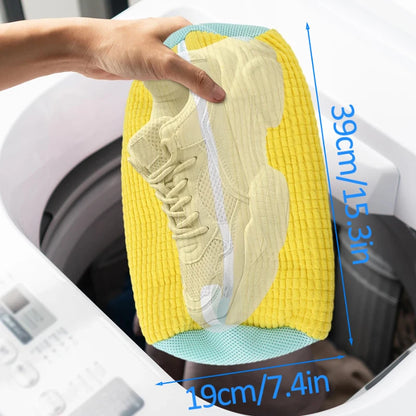 Shoe Washing Bag Zippers Closure Shoes Cleaning Bag Padded Net Shoe Laundry Fluffy Fibers Sneaker Washing Machine Laundry Bags