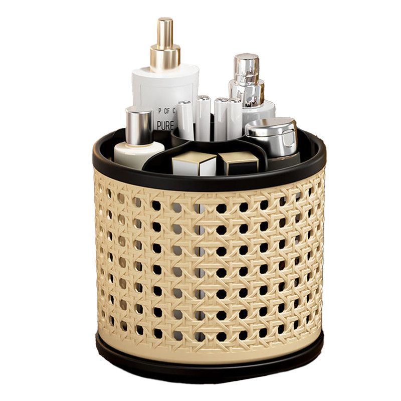 Rattan-Style Rotating Makeup & Desk Organiser
