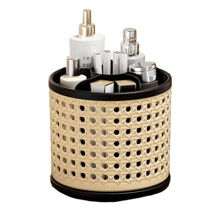 Rattan-Style Rotating Makeup & Desk Organiser