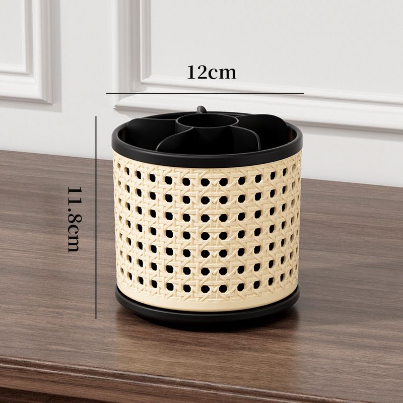 Rattan-Style Rotating Makeup & Desk Organiser
