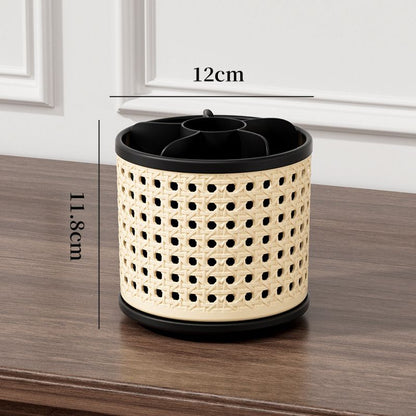 Rattan-Style Rotating Makeup & Desk Organiser