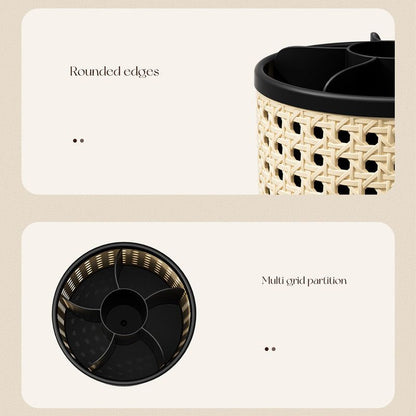 Rattan-Style Rotating Makeup & Desk Organiser