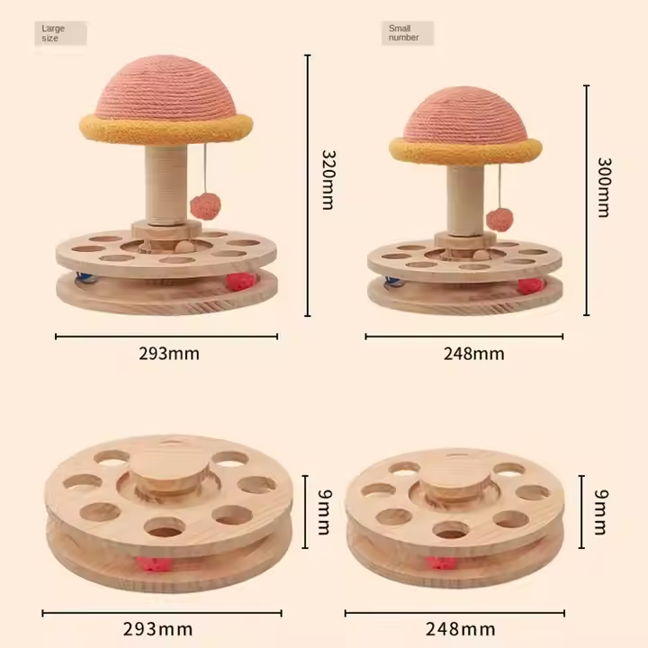 Interactive Mushroom Cat Scratcher with Ball Track & Sisal Post – Pink