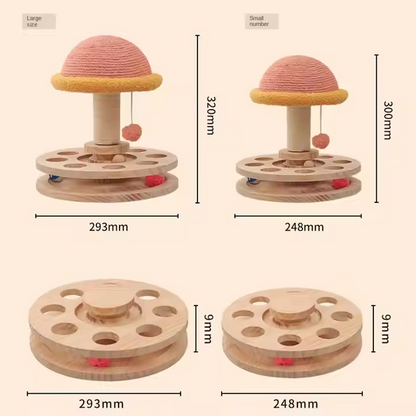 Interactive Mushroom Cat Scratcher with Ball Track & Sisal Post – Pink