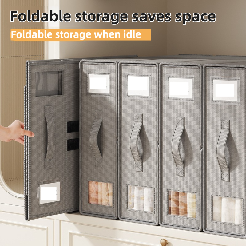 2-Pack Foldable Bedding Storage Boxes – Beige