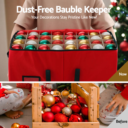 Jingle Jollys 128-Slot Christmas Bauble Storage Box