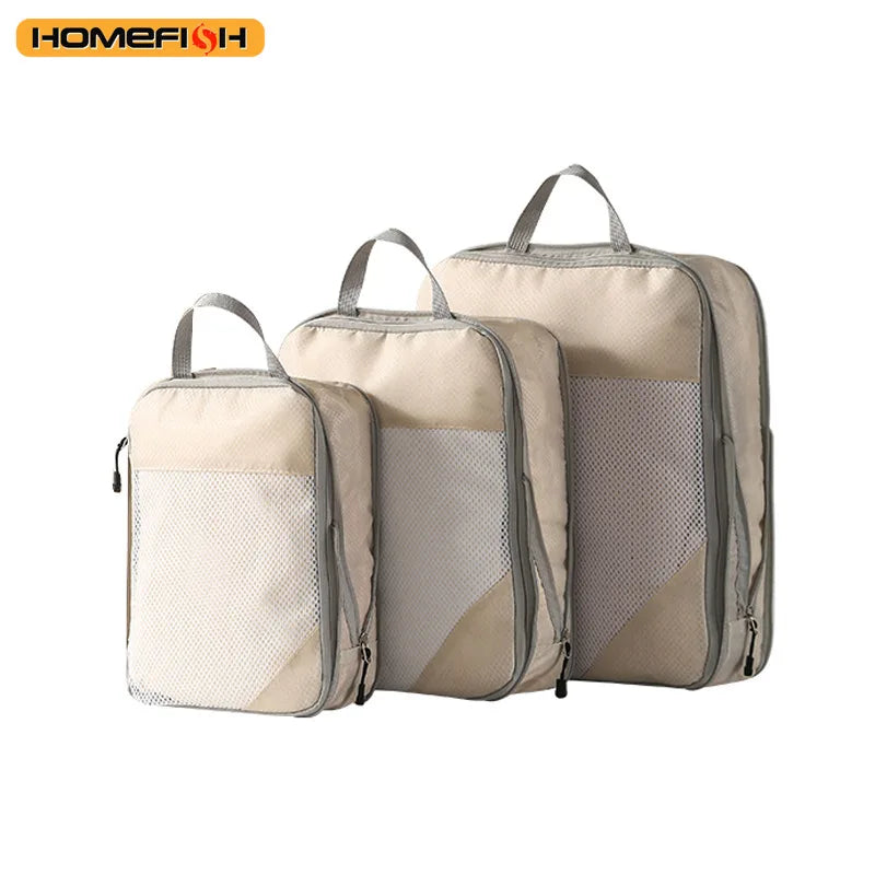 3-Piece Travel Compression Packing Cube, Travel Bag Luggage Organizer Travel Essentials Carry-On Luggage