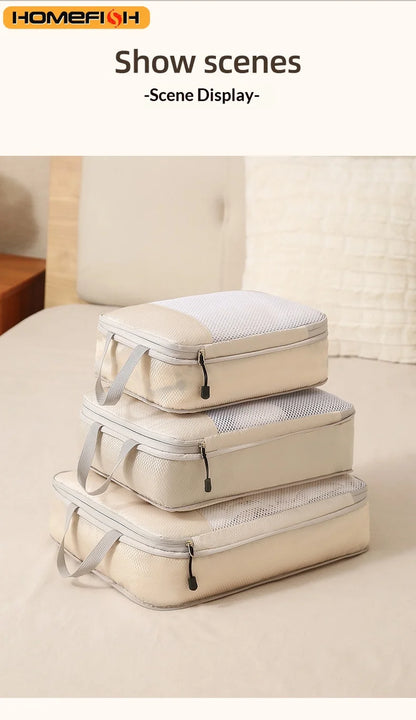 3-Piece Travel Compression Packing Cube, Travel Bag Luggage Organizer Travel Essentials Carry-On Luggage